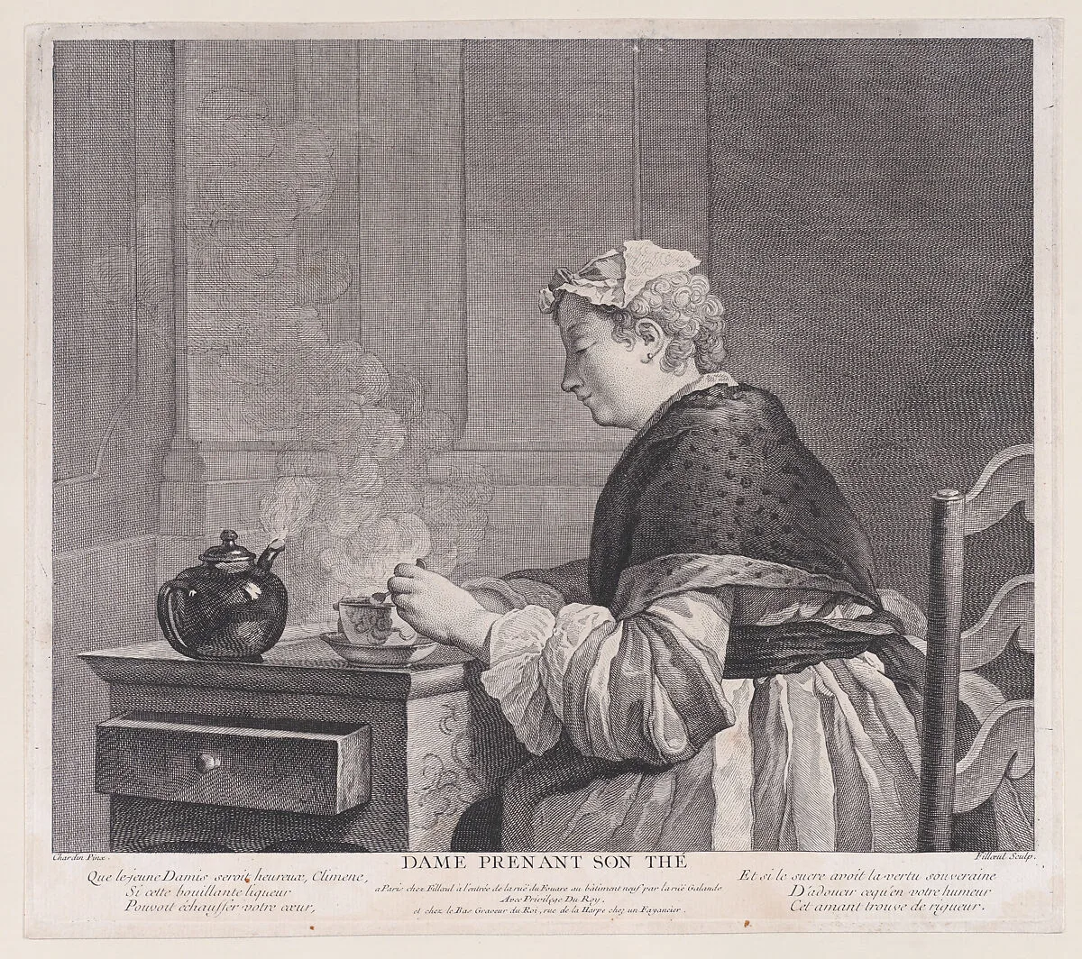 Woman Taking Her Tea — Pierre Filloeul|Jean Siméon Chardin|Pierre Filloeul