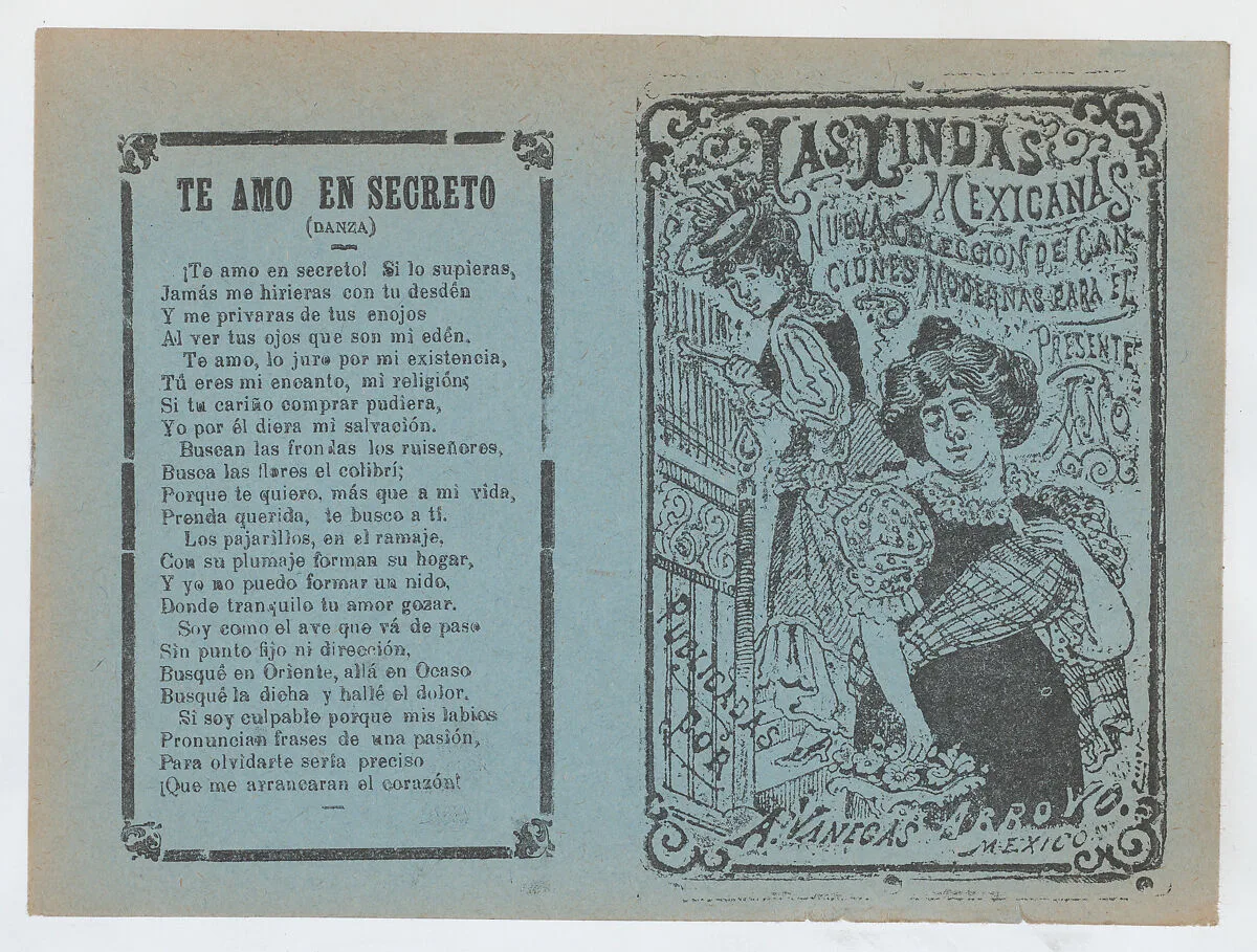Cover for 'Las Lindas Mexicanas', two elegantly dressed women — Antonio Vanegas Arroyo|José Guadalupe Posada