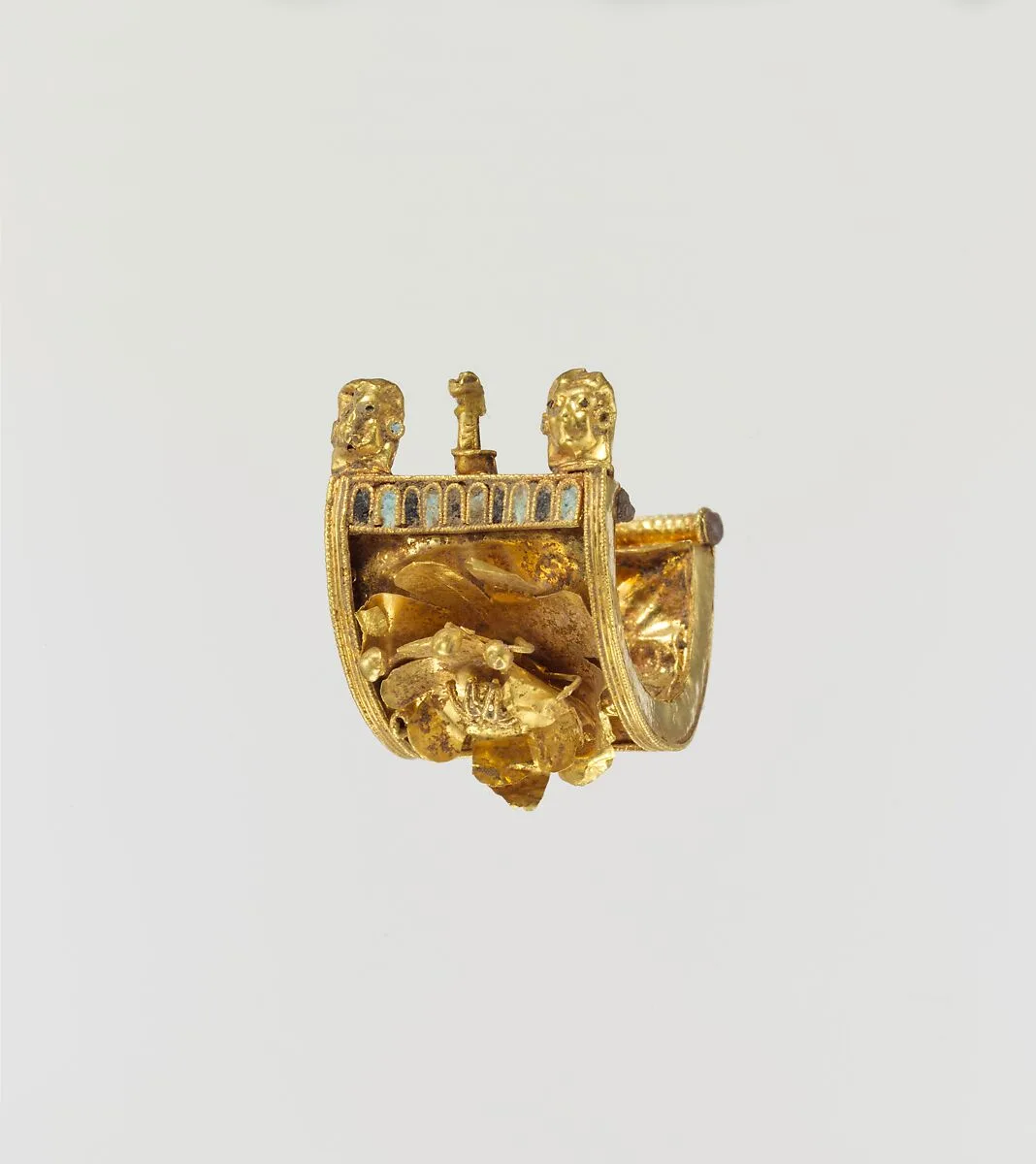 Gold and enamel a baule earring — Unknown