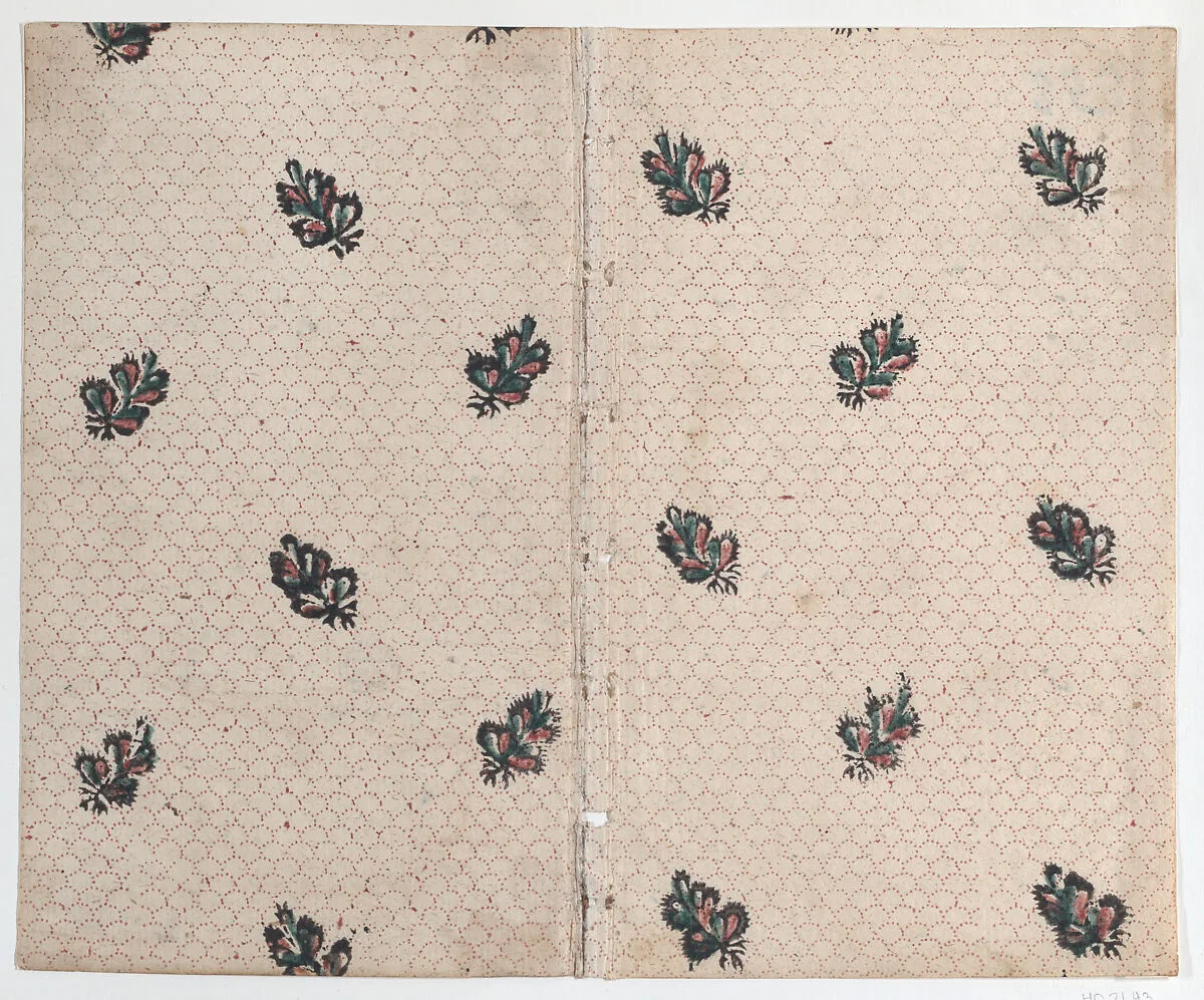 Sheet with overall dot and floral pattern — Anonymous|Remondini Family