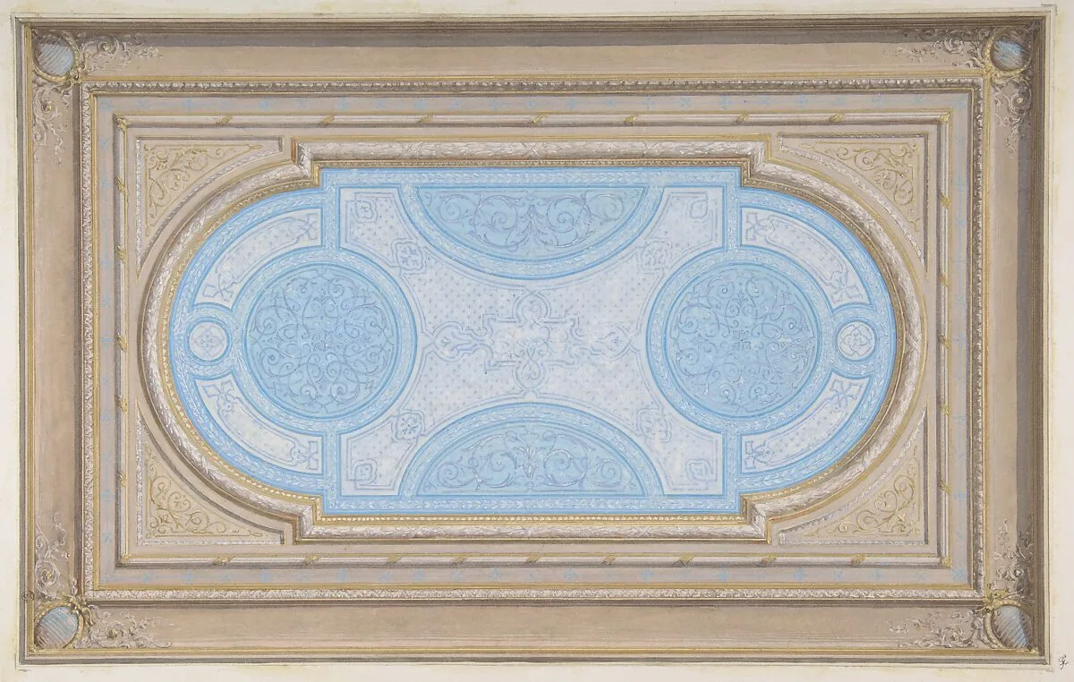 Design for a ceiling painted in filagree designs — Jules-Edmond-Charles Lachaise|Eugène-Pierre Gourdet