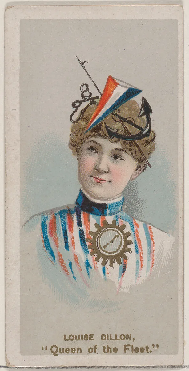 Louise Dillon as "Queen of the Fleet," from the series Fancy Dress Ball Costumes (N73) for Duke brand cigarettes — W. Duke, Sons & Co.|Knapp & Company