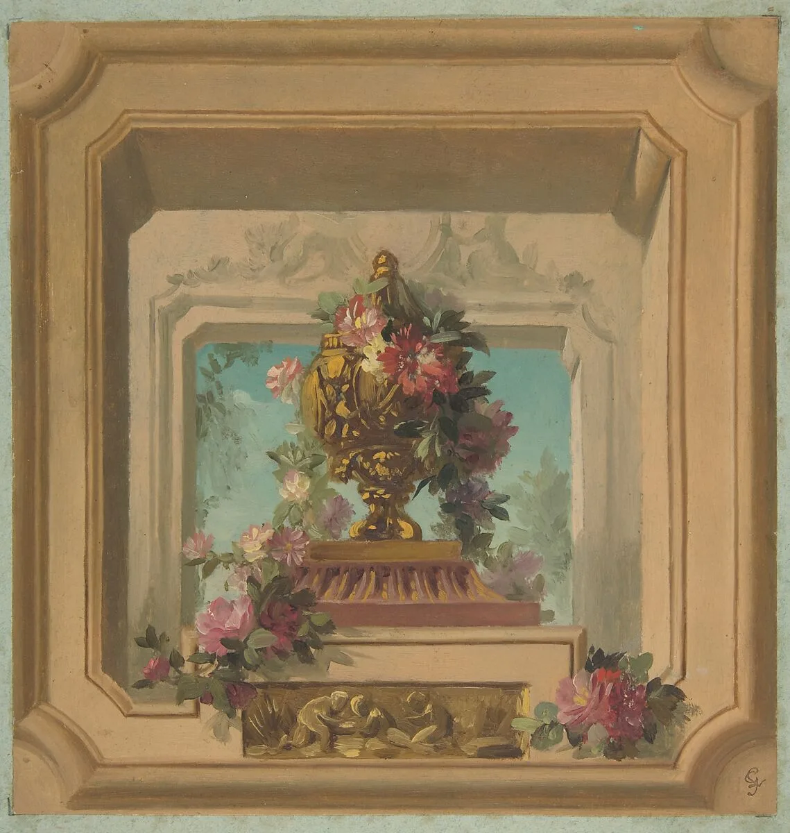 Trompe l'oeil design for a ceiling — Jules-Edmond-Charles Lachaise|Eugène-Pierre Gourdet