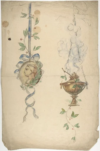 Designs for Trophies Containing Medallion and Urn