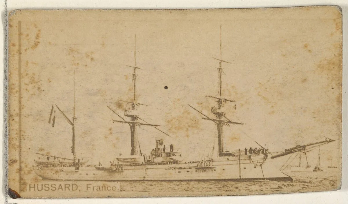 Hussard, France, from the Famous Ships series (N50) for Virginia Brights Cigarettes — Allen & Ginter