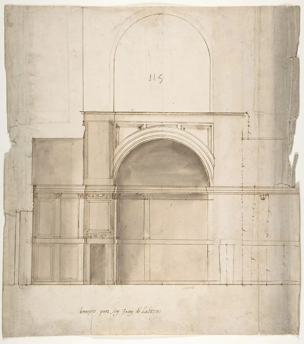 S. Giovanni Laterno, Oratorio della Santa Croce, section (recto) blank (verso) — Anonymous, French, 16th century
