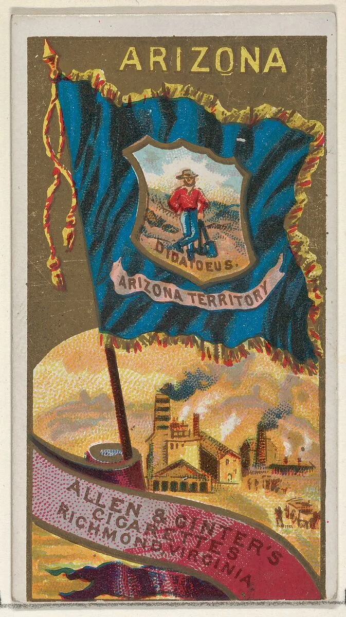 Arizona, from Flags of the States and Territories (N11) for Allen & Ginter Cigarettes Brands — Allen & Ginter