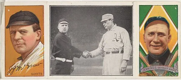 "Just Before the Battle," John J. McGraw and Hugh Jennings, from the series Hassan Triple Folders (T202) — Hassan Cigarettes