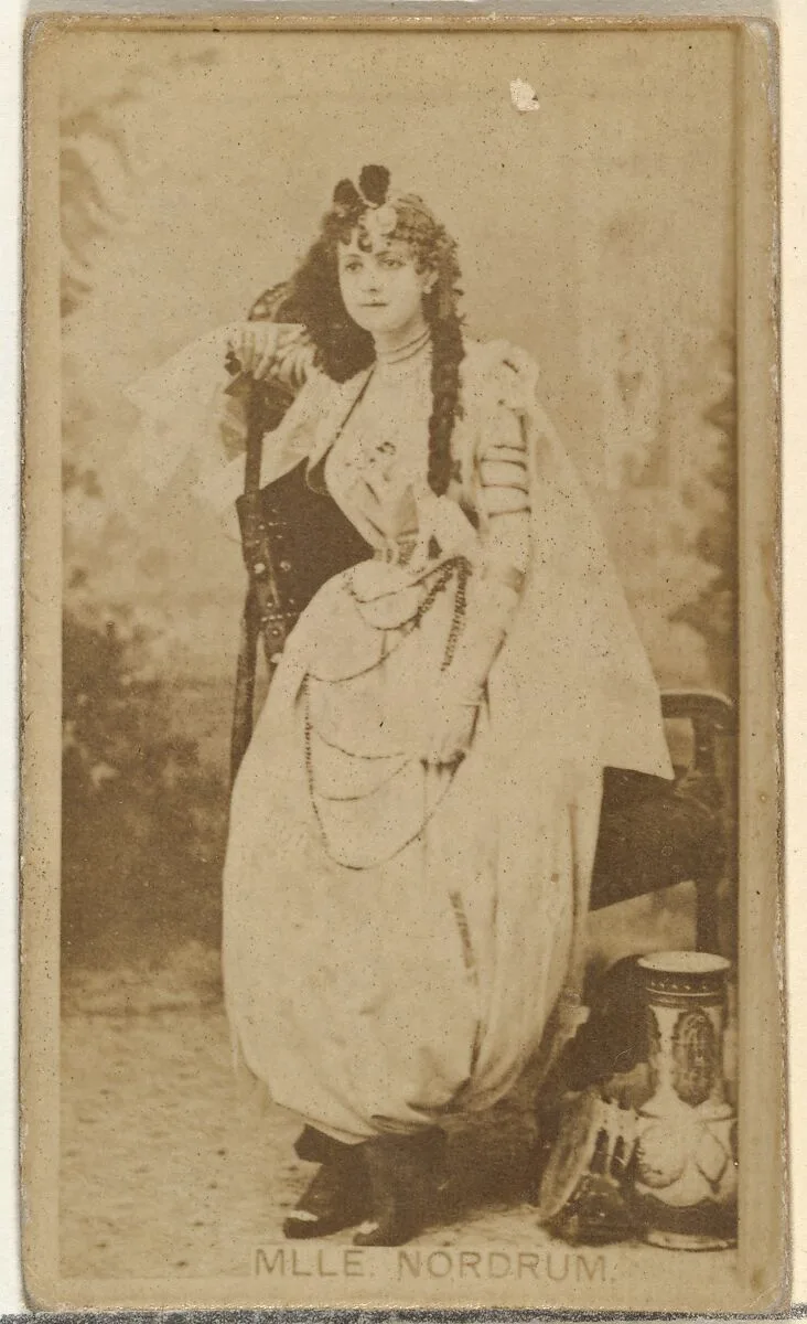 Mlle. Nordrum, from the Actors and Actresses series (N145-8) issued by Duke Sons & Co. to promote Duke Cigarettes — W. Duke, Sons & Co.|American Tobacco Company