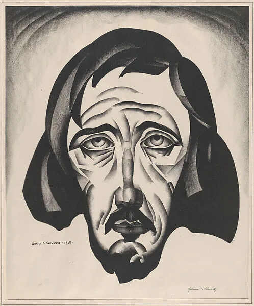 Man’s Face (Lithograph #11) — William Samuel Schwartz