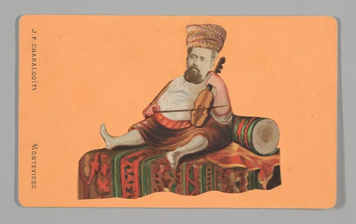 [Photo Collage: Man Reclining with Violin]