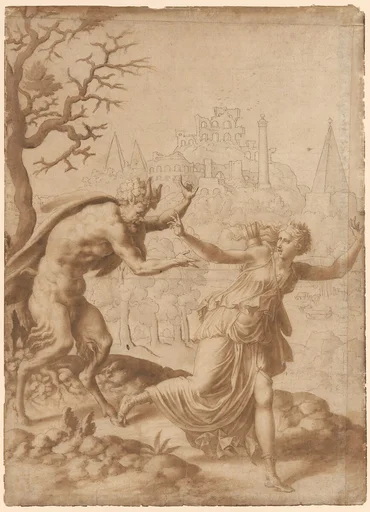 A Satyr Pursuing a Nymph