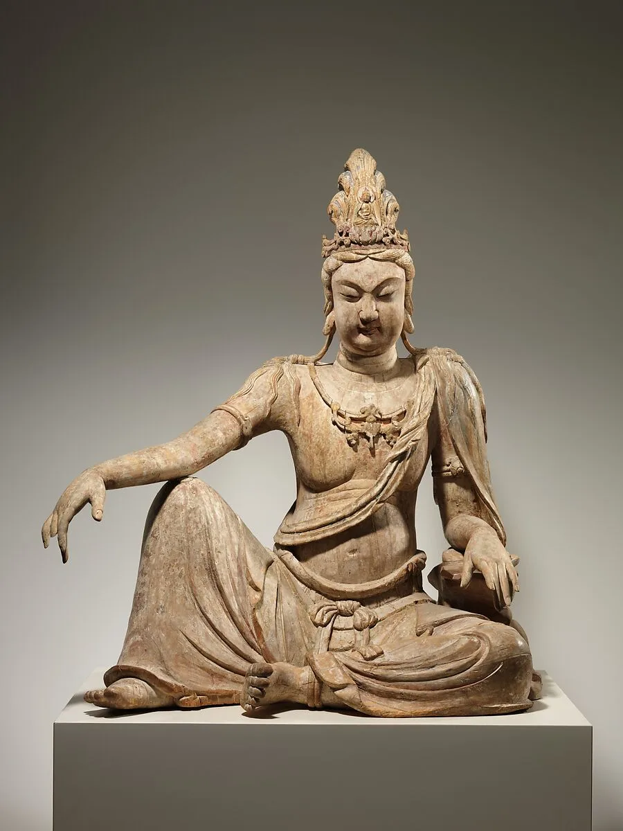 遼 彩繪木雕水月觀音菩薩像(柳木胎)|Bodhisattva Avalokiteshvara in Water Moon Form (Shuiyue Guanyin) — Unknown