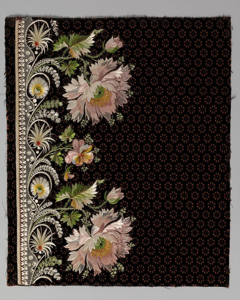 Embroidery sample for a man’s suit — Unknown