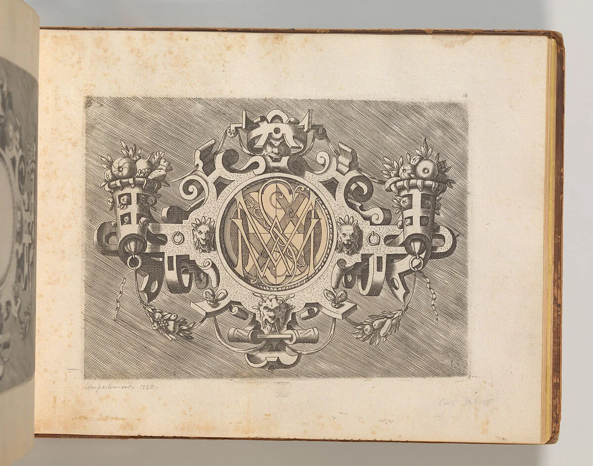 Targhe ed altri ornati di varie e capricciose invenzioni (Cartouches and other ornaments of various and capricious invention, page 18) — Carlo Losi|Hans Vredeman de Vries