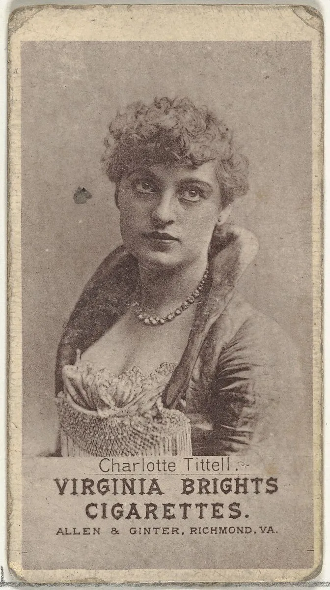 Charlotte Tittell, from the Actresses series (N67) promoting Virginia Brights Cigarettes for Allen & Ginter brand tobacco products — Allen & Ginter