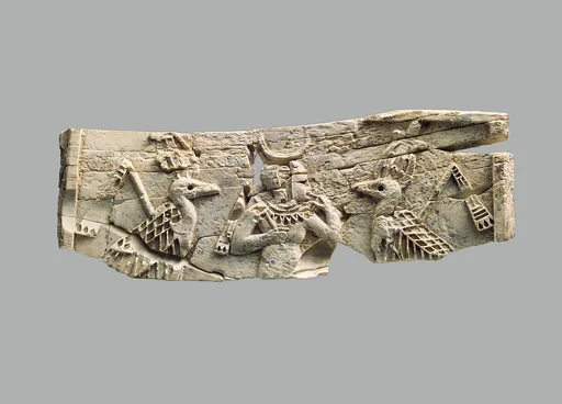 Cloisonne furniture plaques with the child Horus and vultures