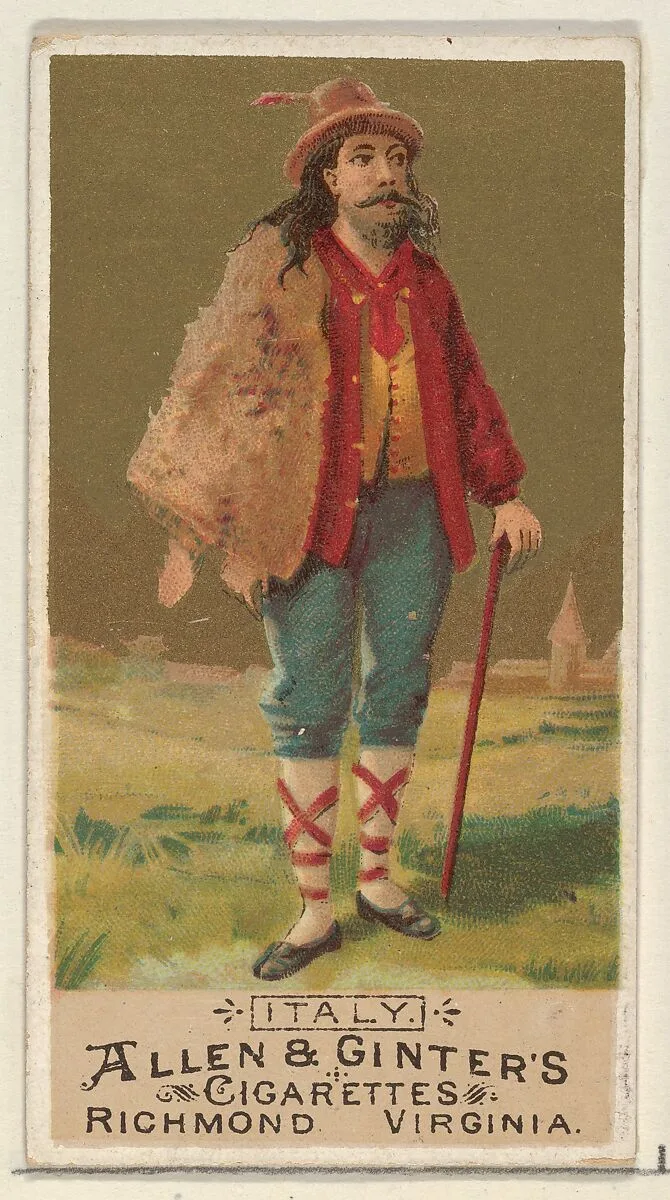 Italy, from the Natives in Costume series (N16) for Allen & Ginter Cigarettes Brands — Allen & Ginter