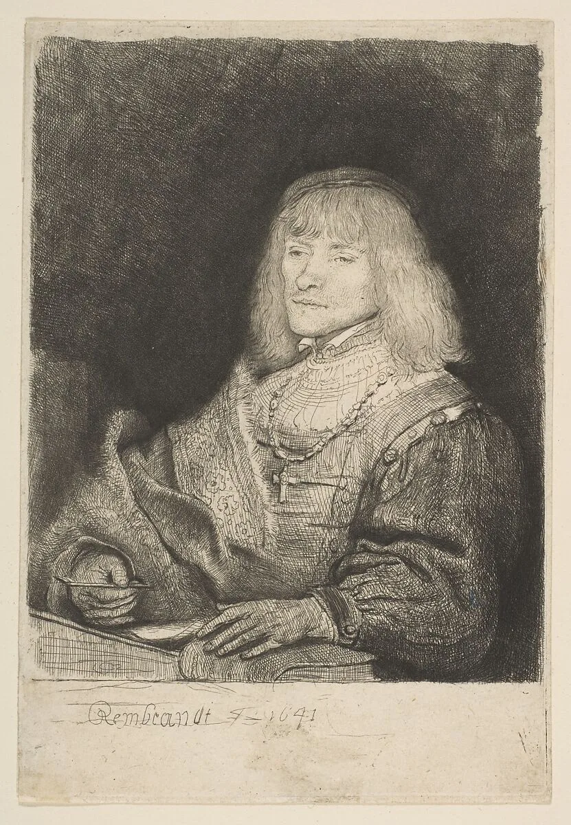 Man at Desk, Wearing Cross and Chain — Rembrandt (Rembrandt van Rijn)