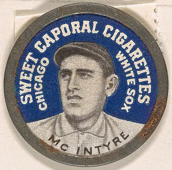 McIntyre, Chicago White Sox (blue), from the Domino Discs series (PX7), issued by Kinney Brothers — Kinney Brothers Tobacco Company