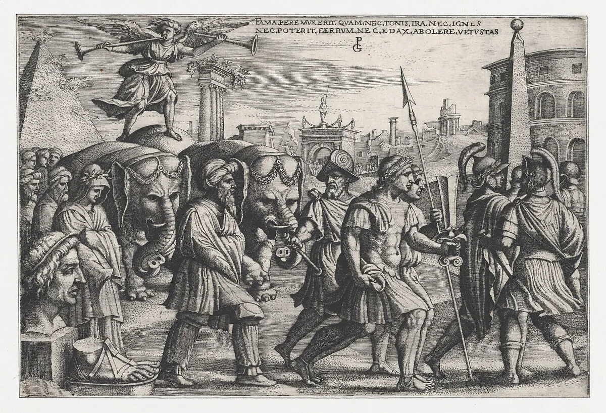 The Triumph of Fame on Chastity, from The Triumphs of Petrarch — Georg Pencz