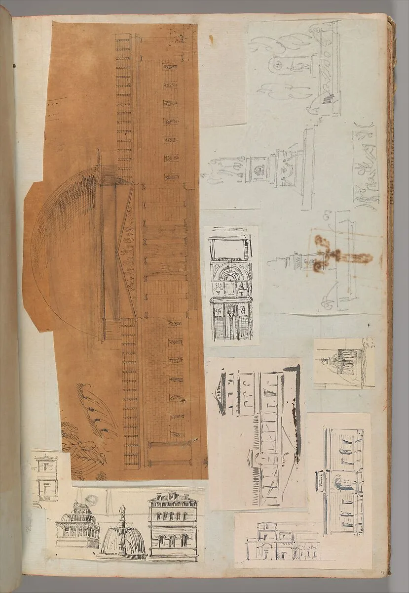 Page from a Scrapbook containing Drawings and Several Prints of Architecture, Interiors, Furniture and Other Objects — Charles Percier|Pierre François Léonard Fontaine