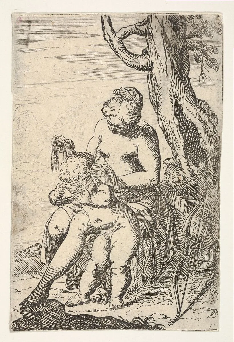 Venus tying a blindfold over Cupid's eyes, from "Sport of Love" (Scherzi d'amore) — Odoardo Fialetti