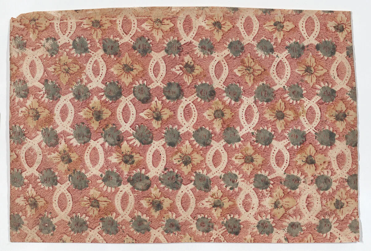 Sheet with overall lattice pattern with rosettes — Anonymous