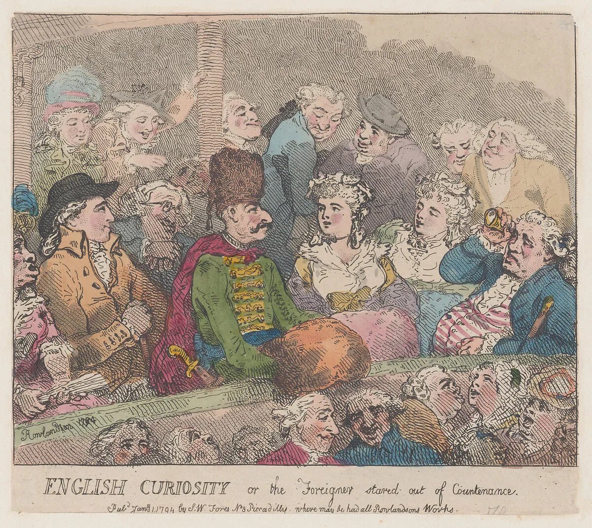 English Curiosity or The Foreigner Stared Out of Countenance — S. W. Fores|Thomas Rowlandson
