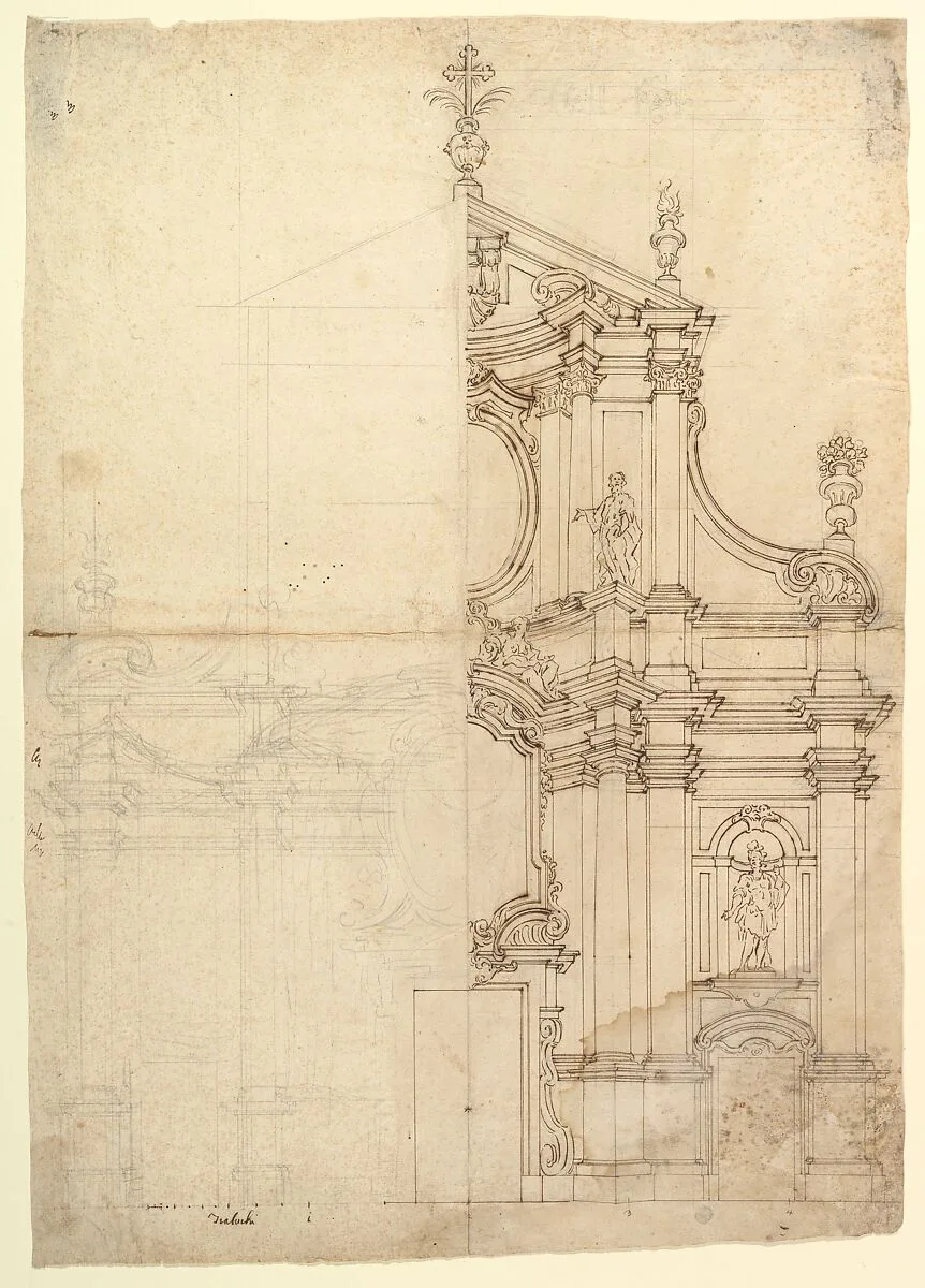 Two Alternate Design for a Church Façade — Anonymous, Italian, Piedmontese, 18th century