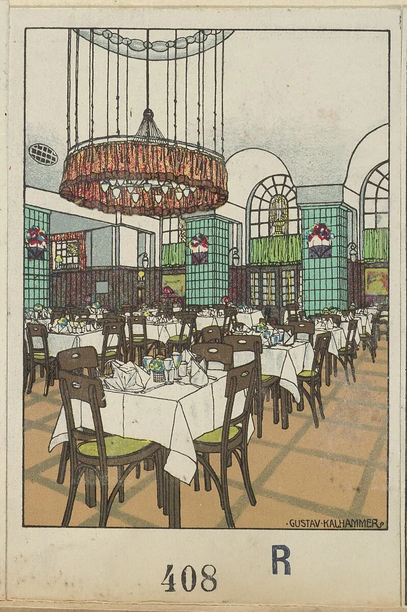 National Railway Station Restaurant, Vienna X, Josef Pohl (Restaurant Staatsbahnhof, Wien X, Josef Pohl) — Gustav Kalhammer|Wiener Werkstätte