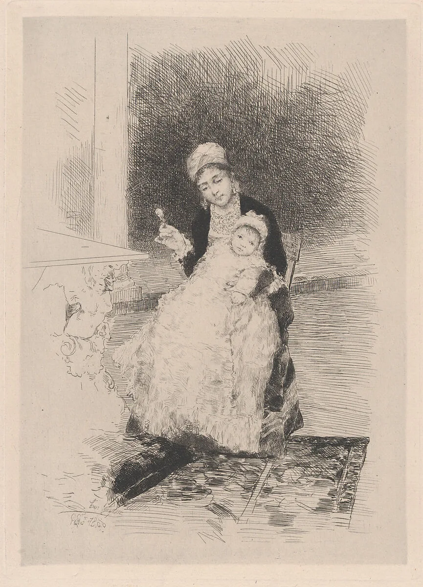 A seated woman holding a child — Luis Jimenez