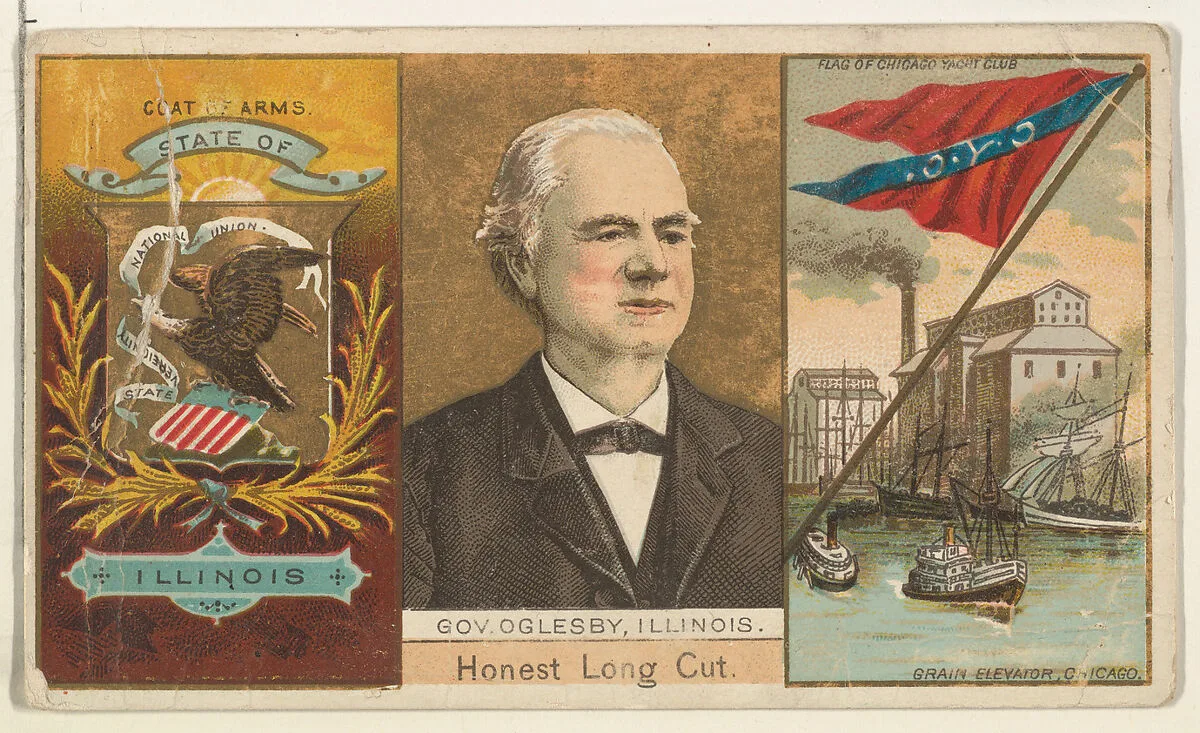 Governor Oglesby, Illinois, from "Governors, Arms, Etc." series (N133-1), issued by Duke Sons & Co. — W. Duke, Sons & Co.