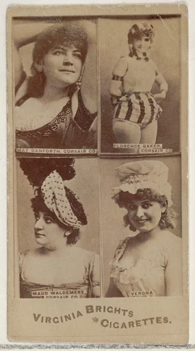 May Danforth, Corsair Co./ Florence Baker, Corsair Co./ Maud Waldemere, Corsair Co./ Verona, from the Actors and Actresses series (N45, Type 4) for Virginia Brights Cigarettes