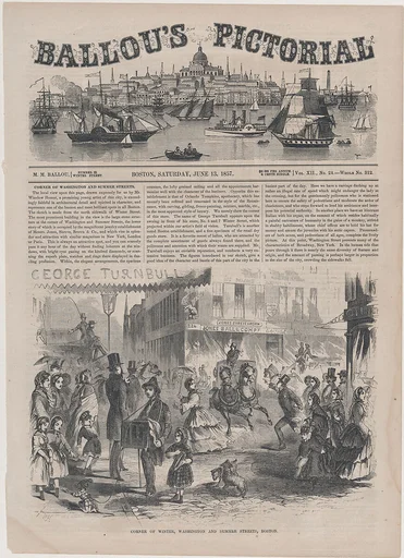 Corner of Winter, Washington and Summer Streets, Boston (Ballou's Pictorial Drawing Room Companion, Vol. XII)
