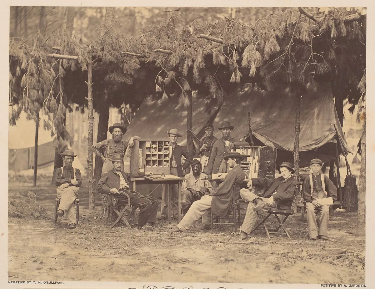 Chief Officer and Clerks of the Ambulance Department, 9th Army Corps, in Front of Petersburg, Virginia — Timothy H. O'Sullivan|Alexander Gardner