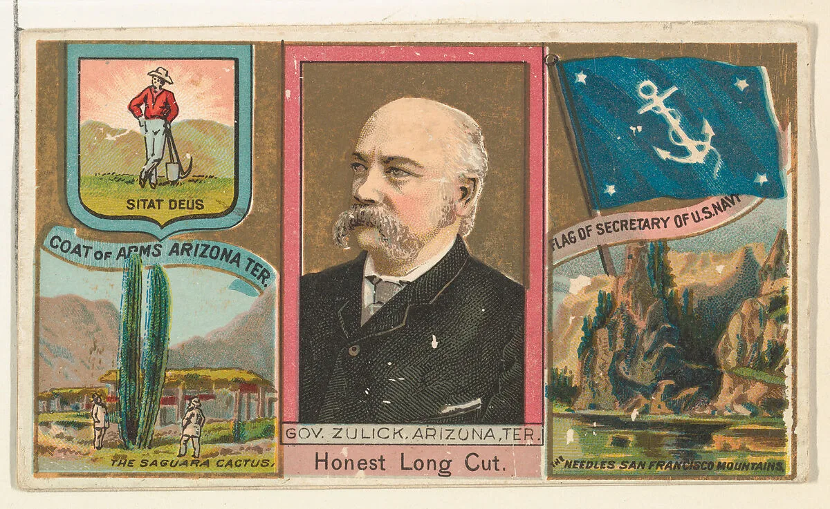 Governor Zulick, Arizona Territory, from "Governors, Arms, Etc." series (N133-1), issued by Duke Sons & Co. — W. Duke, Sons & Co.