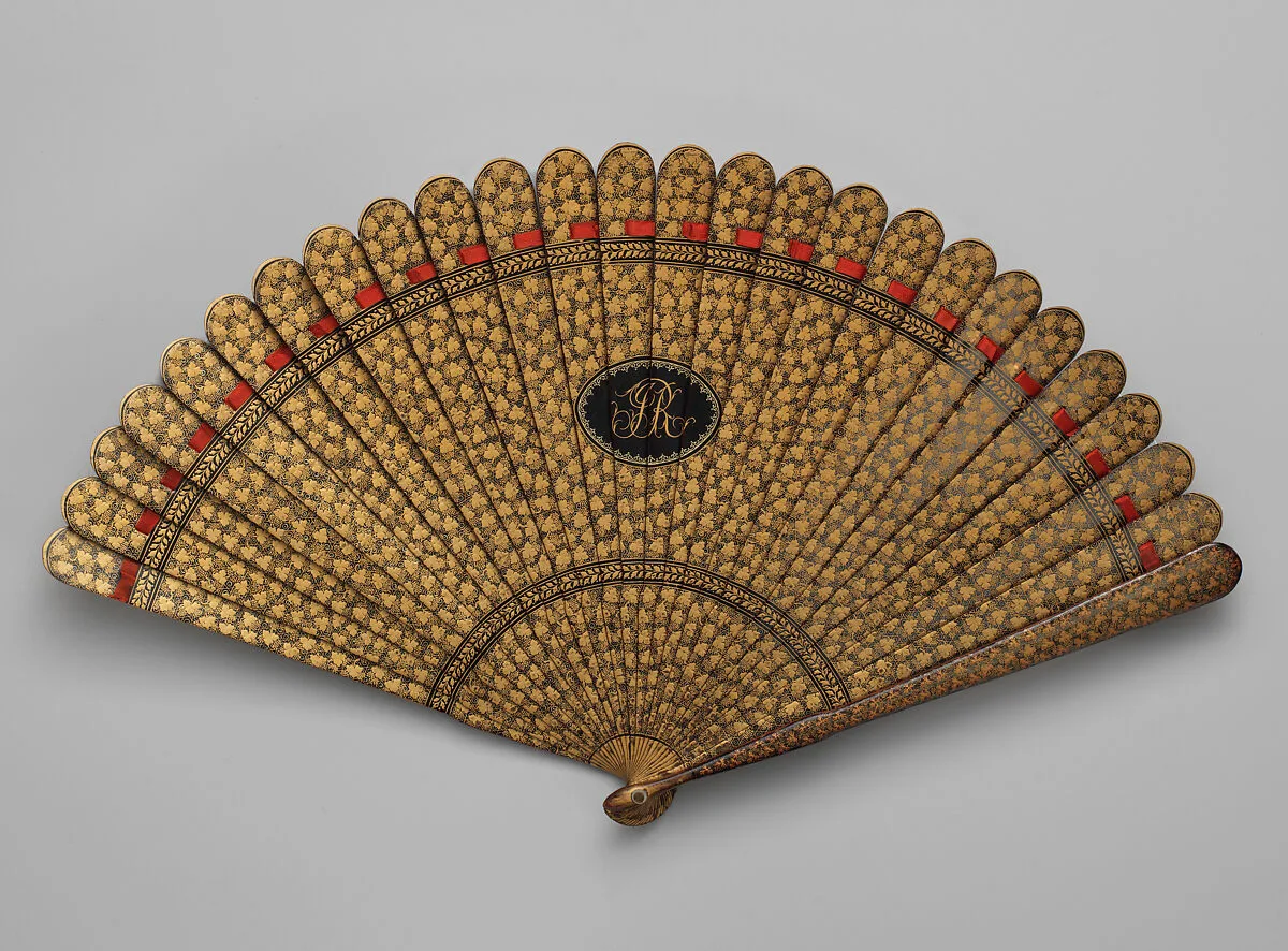Brisé Fan, with IR monogram — Unknown