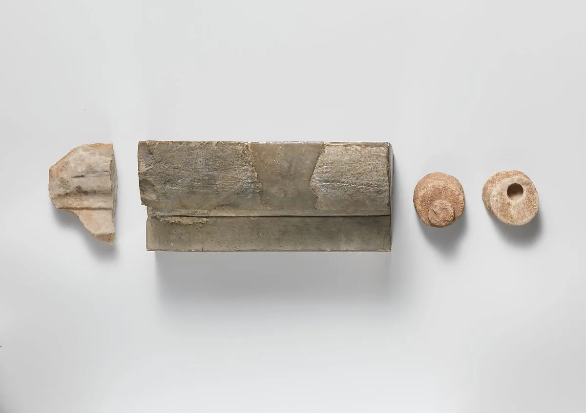 Two gutti from a group of fragments from the Temple of Apollo at Phigaleia (Bassae) — Unknown