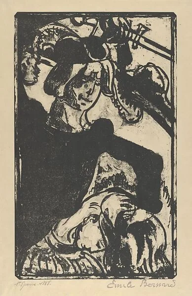 He Takes Her By Her Long Beautiful Hair (The Unfaithful Wife) — Emile Bernard