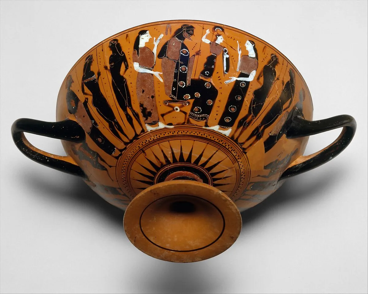 Terracotta kylix (drinking cup) — Painter of the Nicosia Olpe