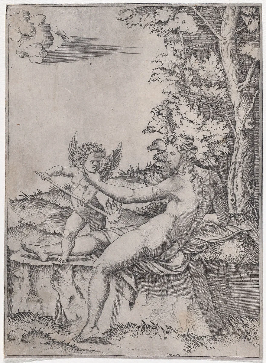 Venus and Eros — Agostino Veneziano (Agostino dei Musi)|Giulio Romano
