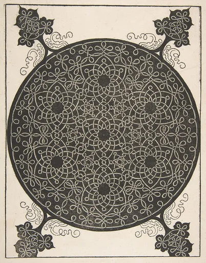 Embroidery Pattern with Seven Six-pointed Stars and Four Corner Pieces