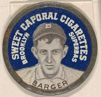 Barger, Brooklyn Superbas (blue), from the Domino Discs series (PX7), issued by Kinney Brothers — Kinney Brothers Tobacco Company