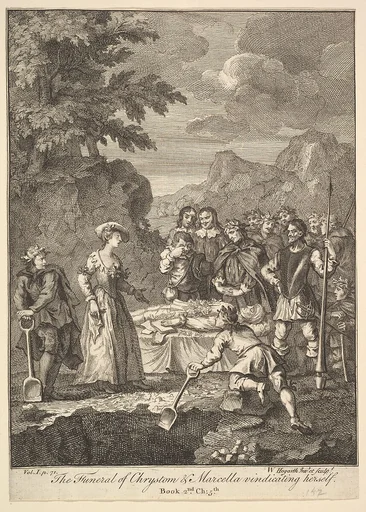 The Funeral of Chrystom & Marcella vindicating herself (Six Illustrations for Don Quixote)