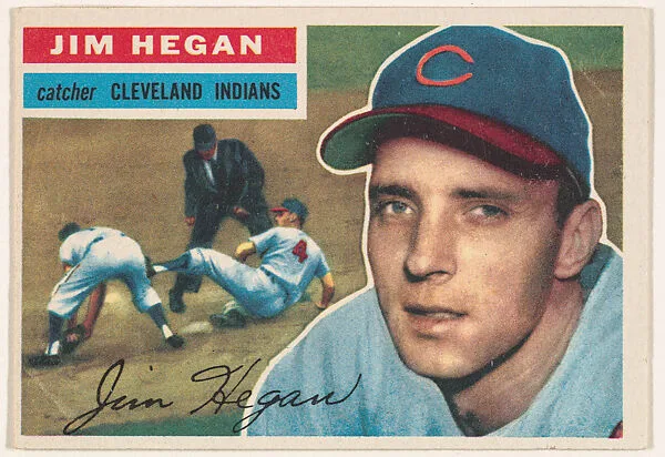 Jim Hegan, Catcher, Cleveland Indians, from the "1956 Topps Regular Issue" series (R414-11), issued by Topps Chewing Gum Company — Topps Chewing Gum Company
