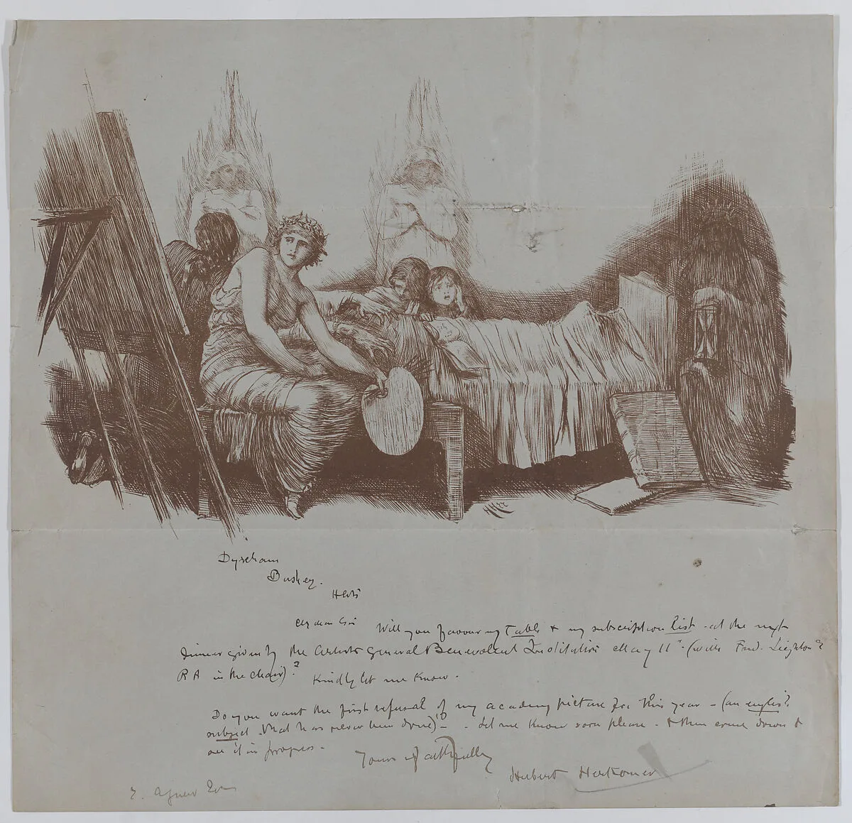 Invitation to a Benefit Dinner from Hubert von Herkomer to Thomas Agnew — Sir Hubert von Herkomer