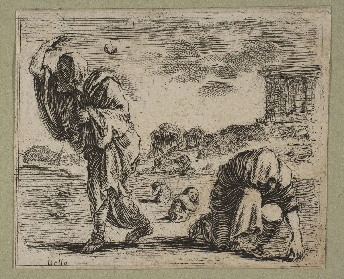 Deucalion et Pyrrha — Stefano della Bella|Jean Desmarets de Saint-Sorlin|Henri Le Gras|Cardinal Jules Mazarin|Louis XIV, King of France