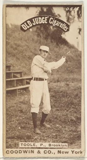 Toole, Pitcher, Brooklyn, from the Old Judge series (N172) for Old Judge Cigarettes