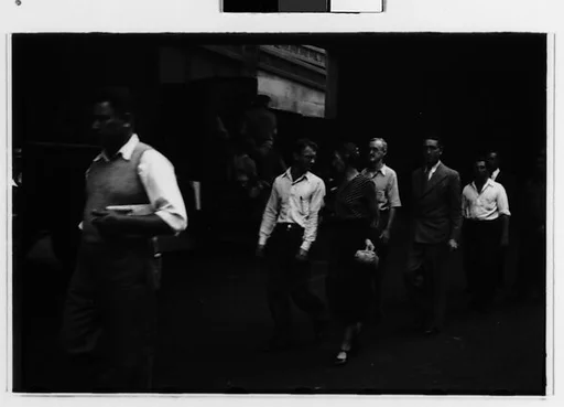 [Two 35mm Film Frames: Picket Line on Waterfront, New York City]